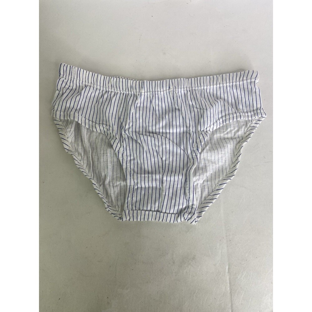 VTG Skintex Low Rise Brief Cotton Underwear Striped White Blue Mens Size Small